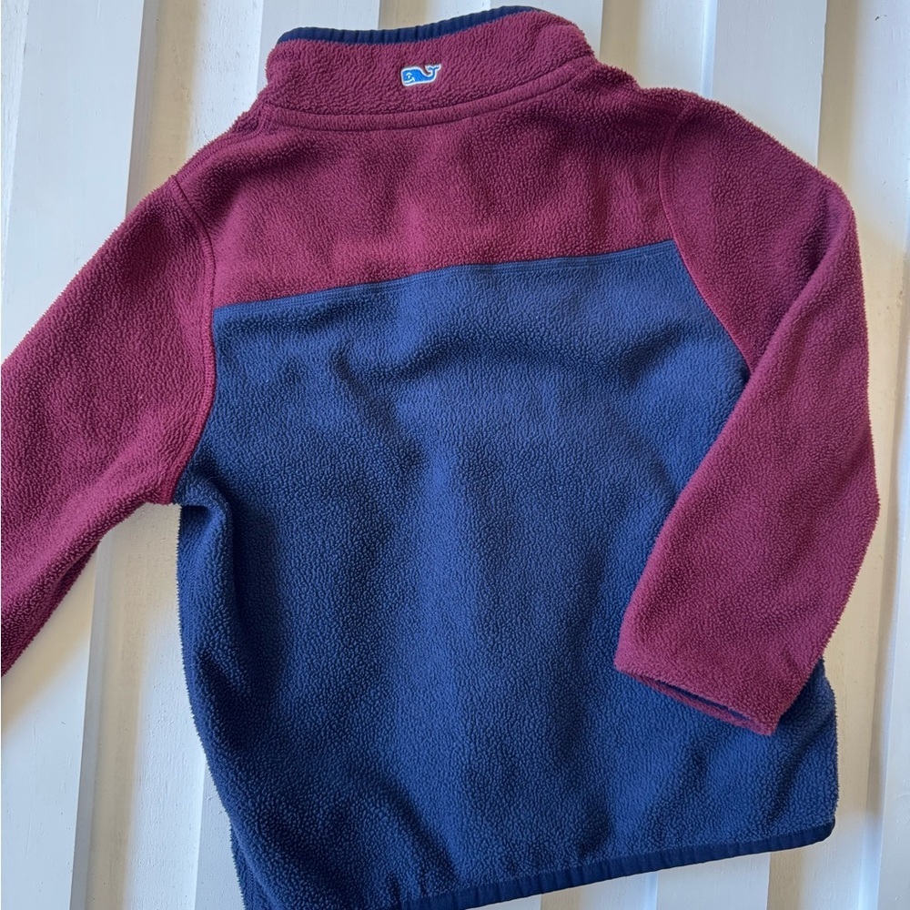 Vineyard Vines Kids Burgundy and Navy Fleece Pullover - Picture 3 of 3